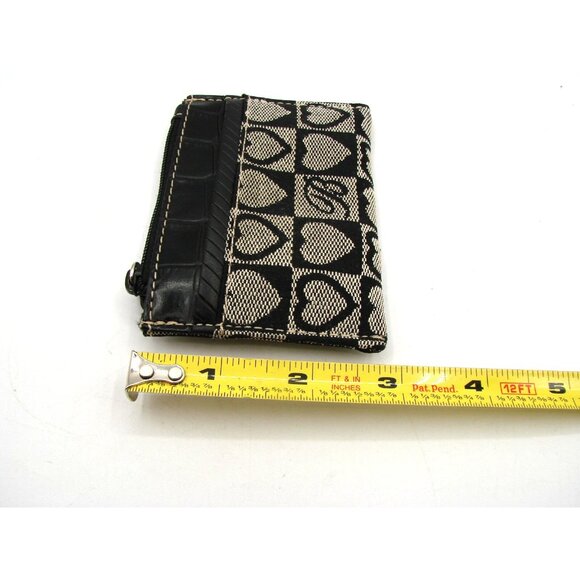 Brighton Small Coin Pocket Wallet Card Case Holder Black Heart Canvas Zip 4x3" - Picture 8 of 8